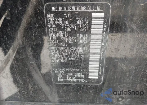 2012 Infiniti Qx56 z USA, uszkodzony, nr VIN JN8AZ2ND7C9715119